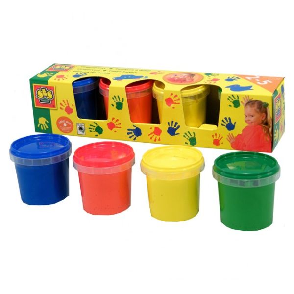 Peinture à doigts SES avec quatre pots et emballage