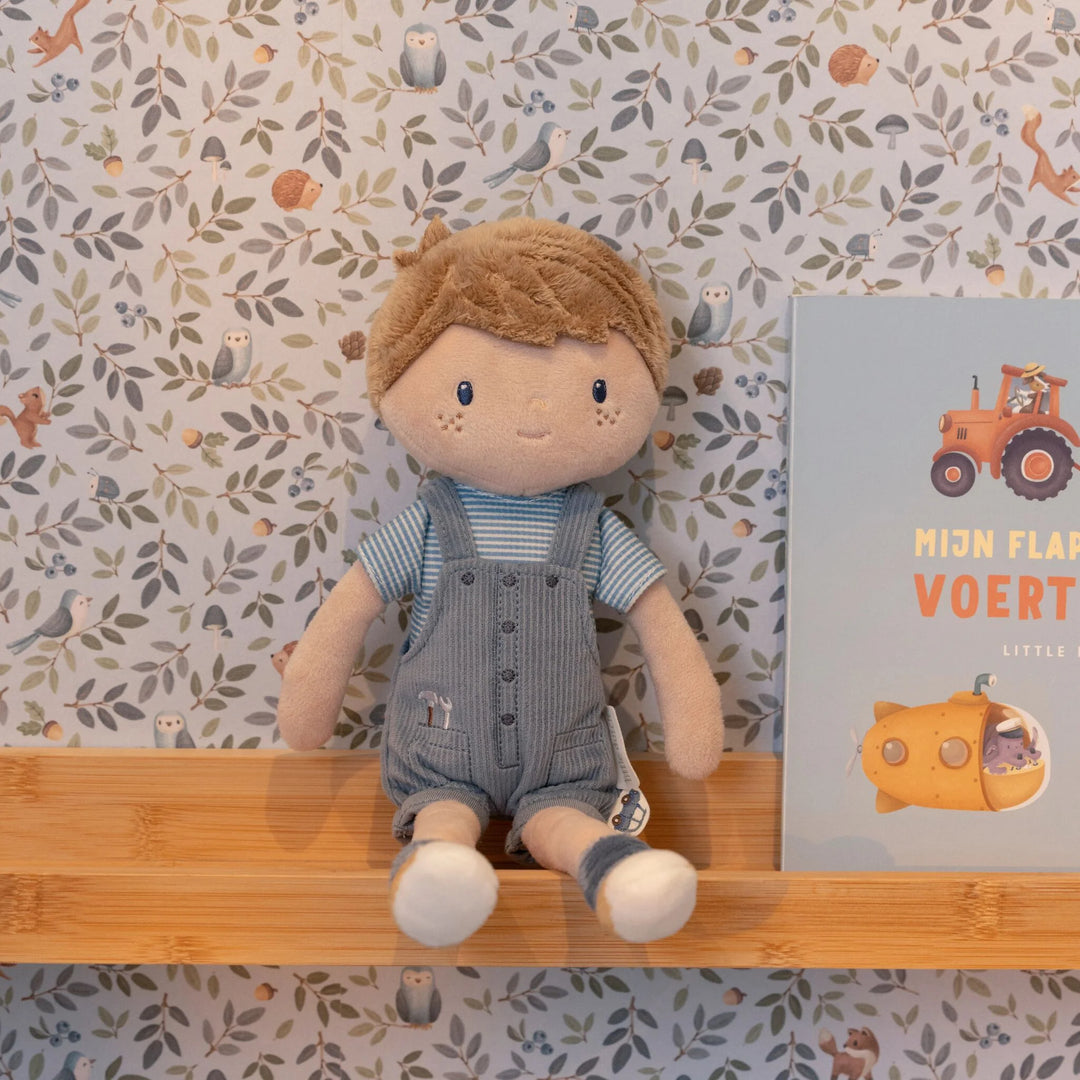 Little Dutch | Stoffen Knuffelpop Jim | Tuinbroek | 10 cm | 1+