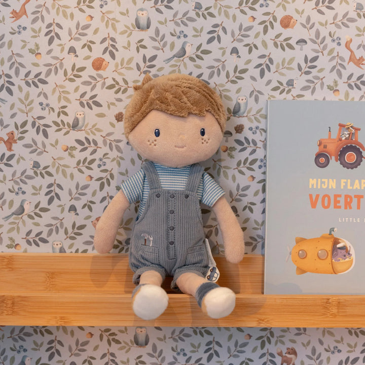 Little Dutch | Stoffen Knuffelpop Jim | Tuinbroek | 10 cm | 1+