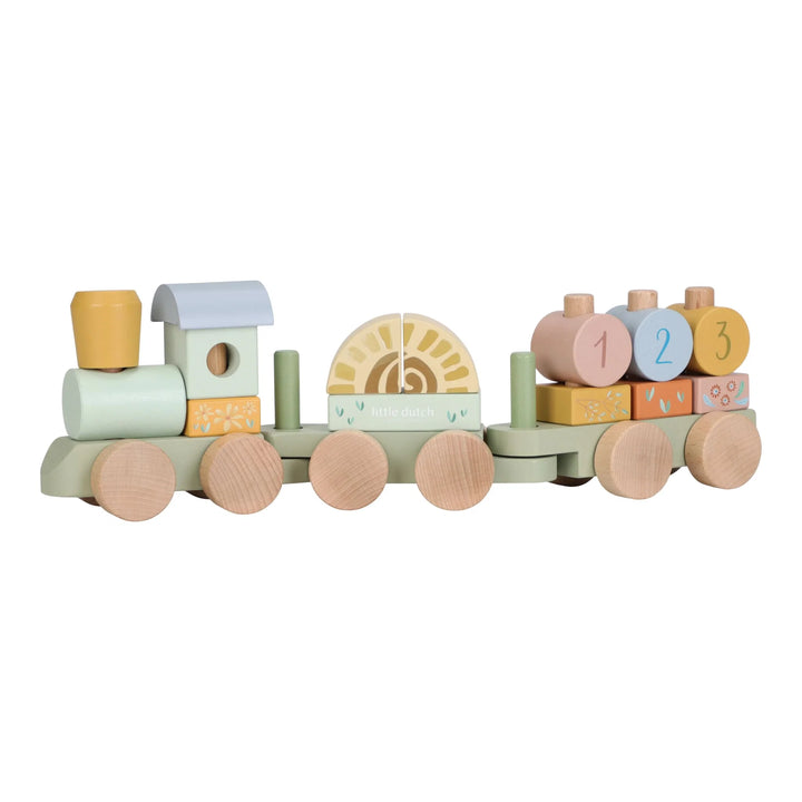 Little Dutch | Houten Blokkentrein | Safari Friends | 17 delig | 45 cm | 1+