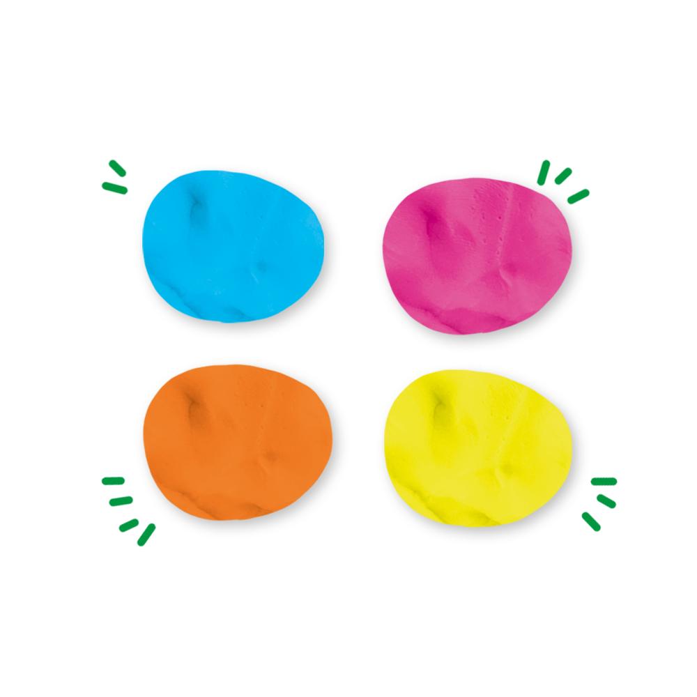 Pâte SES Feel Good Happy en bleu clair, rose fluo, orange et jaune