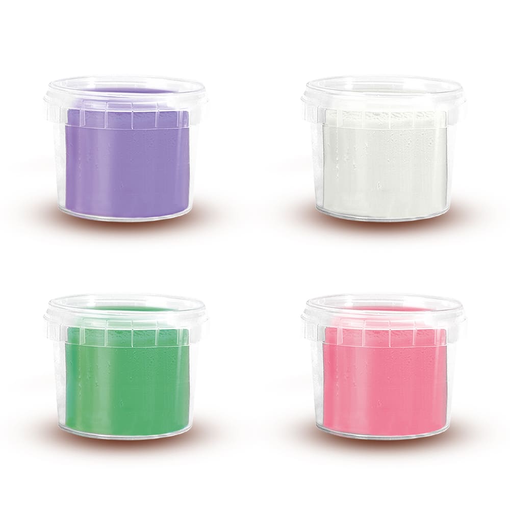 Vier transparante potjes SES Feel Good Relax-klei