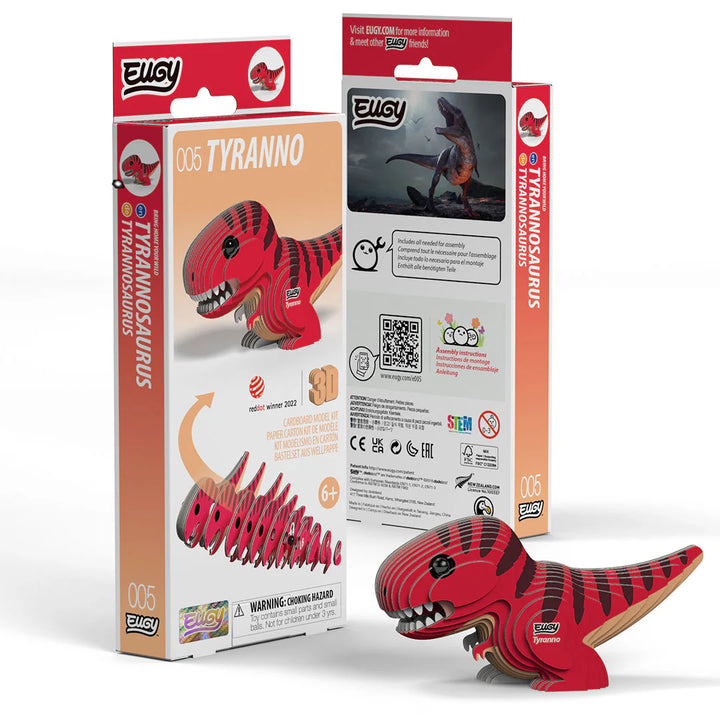 Eugy | 3D Cardboard Model Kit | Prehistoric Life | Tyranno | 25 stukjes | 6+