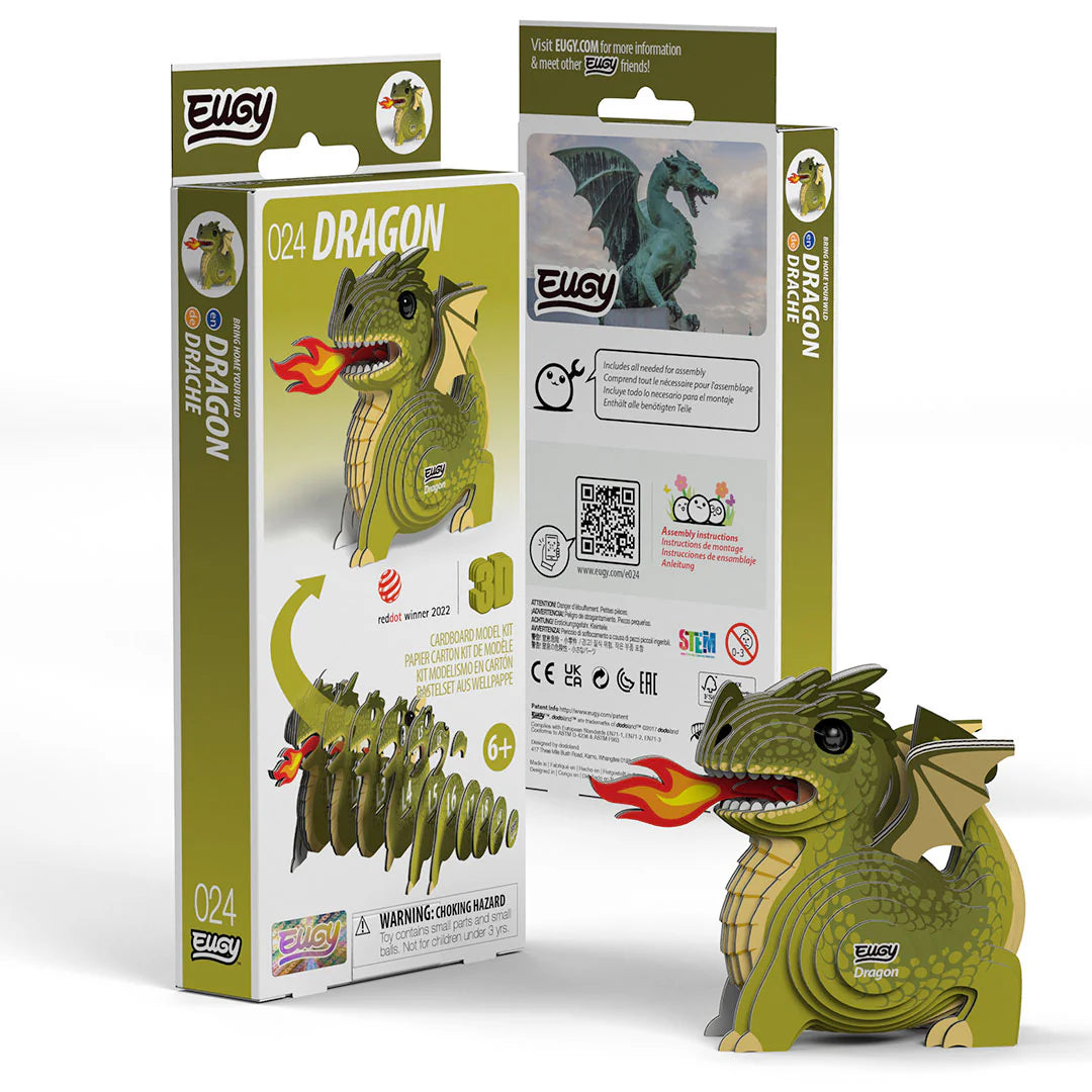 Eugy | 3D Cardboard Model Kit | Fantasy | Groene Draak | 31 stukjes | 6+