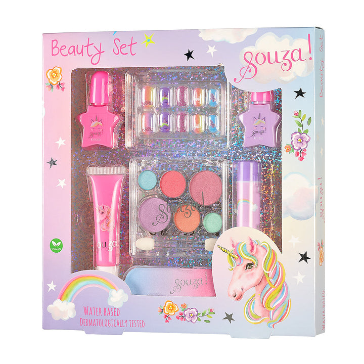 Souza beautyset Unicorn met nagellak en make-up, in eenhoornverpakking.