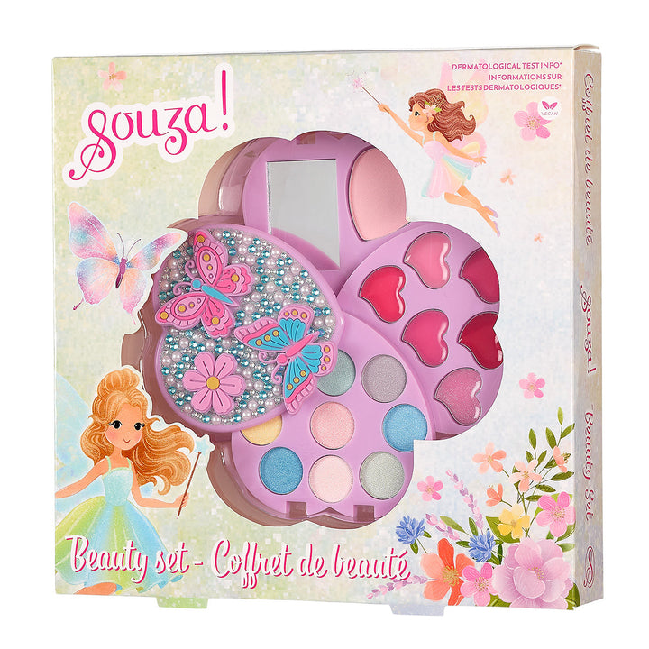 Souza Fairy make-up set in a heart-shaped case, in its packaging.