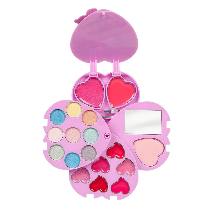 Souza Fairy make-up set in a heart-shaped case, open with colour pans and mirror.