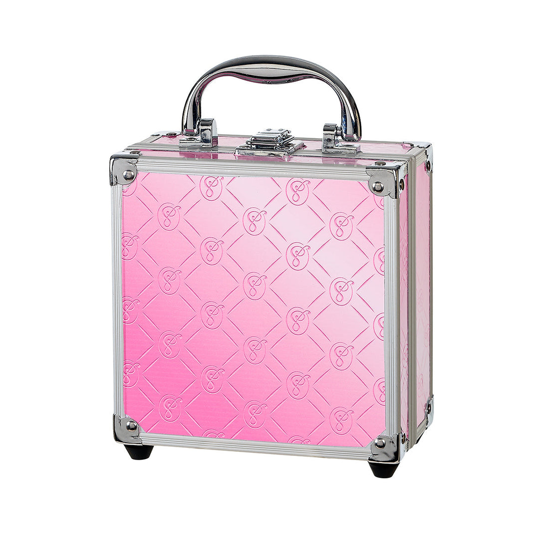 Gesloten roze Souza Princess-beautycase zonder productband, met handvat en sluiting.