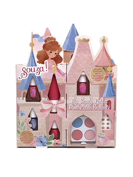 Souza My Beauty Palace Princess make-up set, castle packaging with contents visible.