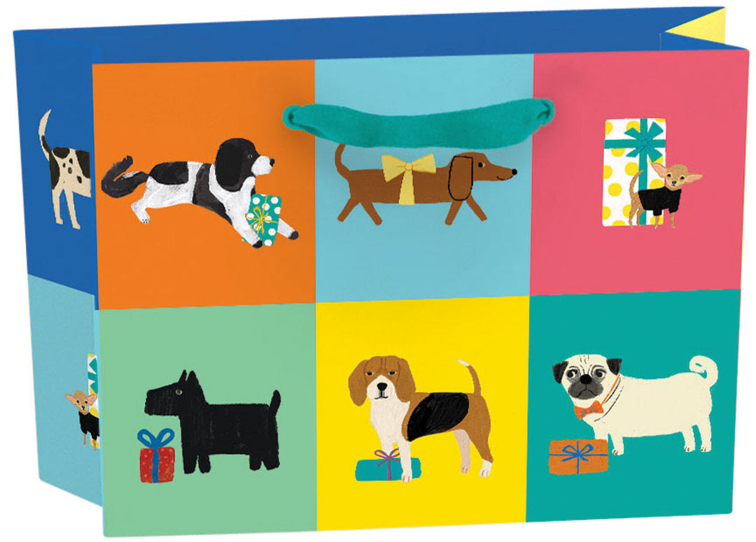Sac cadeau Roger La Borde Prize Pooches, Small Landscape, horizontal, avec différents chiens dans des cases colorées.
