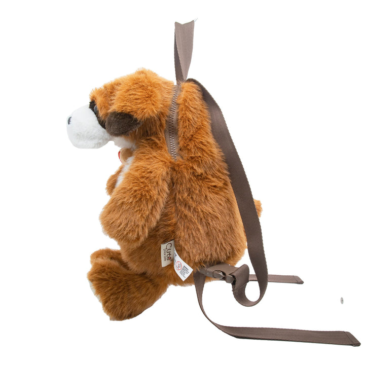 Side view of the St. Bernard backpack with zip compartment