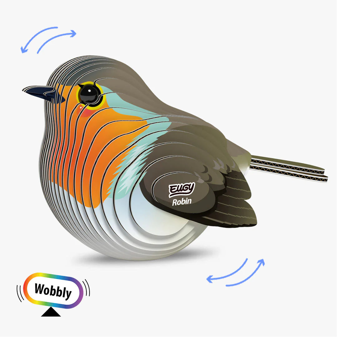 Eugy | 3D Cardboard Model Kit | Bird Life | Roodborst | 34 stukjes | 6+