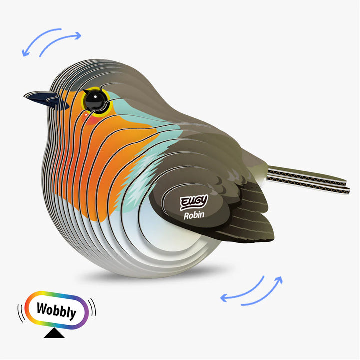 Eugy | 3D Cardboard Model Kit | Bird Life | Roodborst | 34 stukjes | 6+