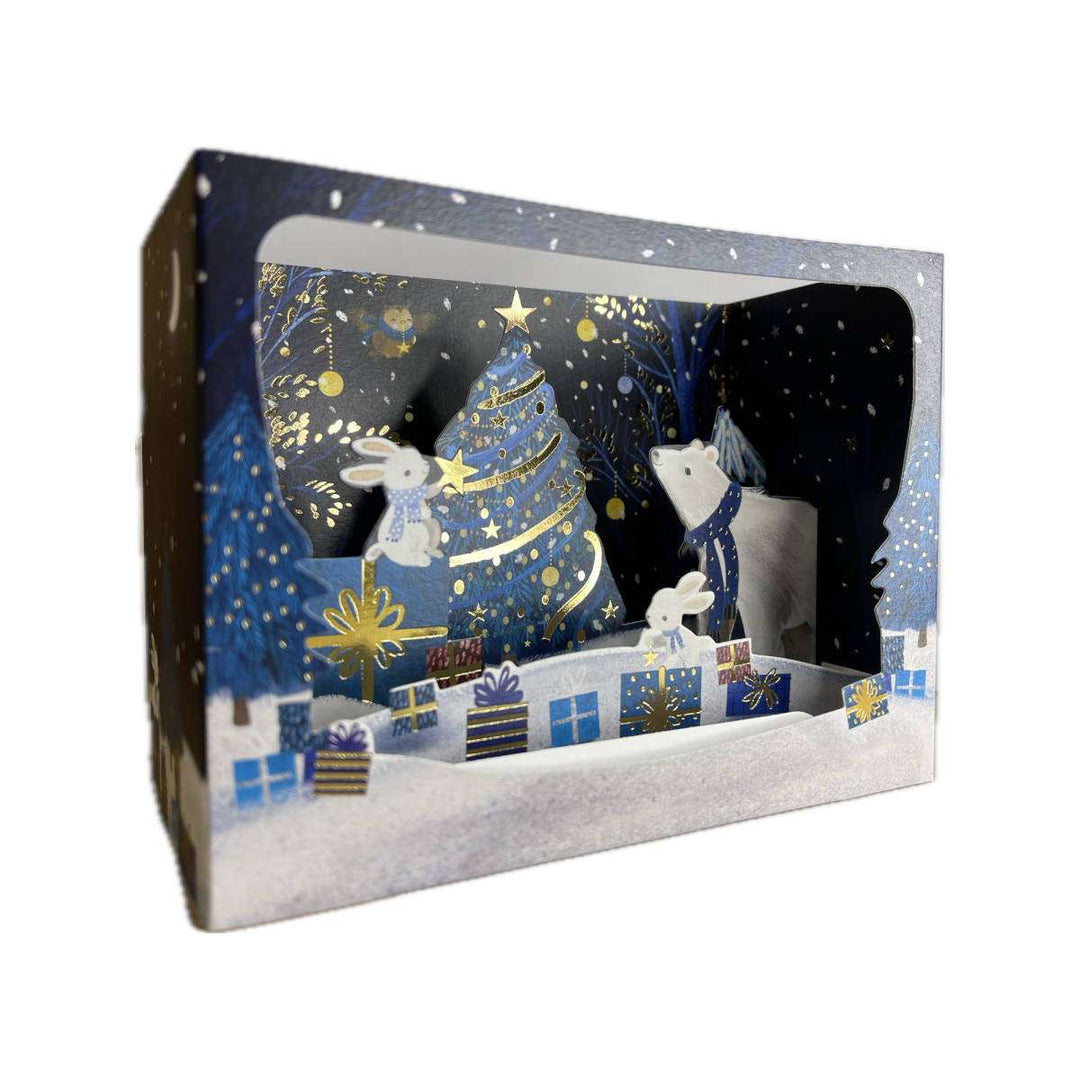 Carte de Noël Signature | Ours polaires autour du sapin | 14.5 × 11 cm