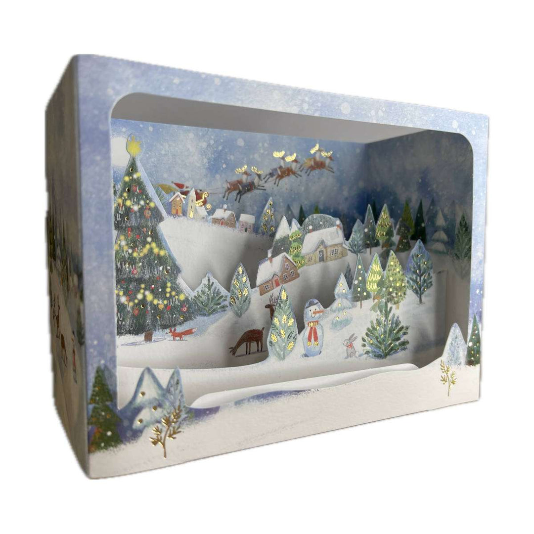 Carte de Noël Signature | Village enneigé sous les étoiles | 14.5 × 11 cm