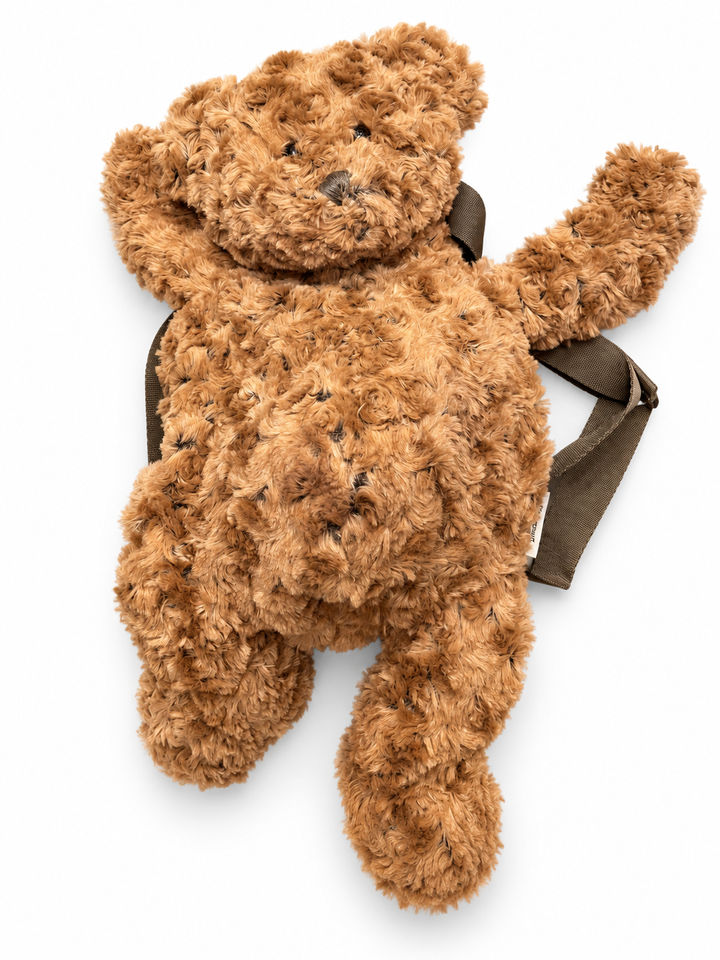 Cute by Felix pluche berenrugzak – volledig vooraanzicht met bruine krulvacht