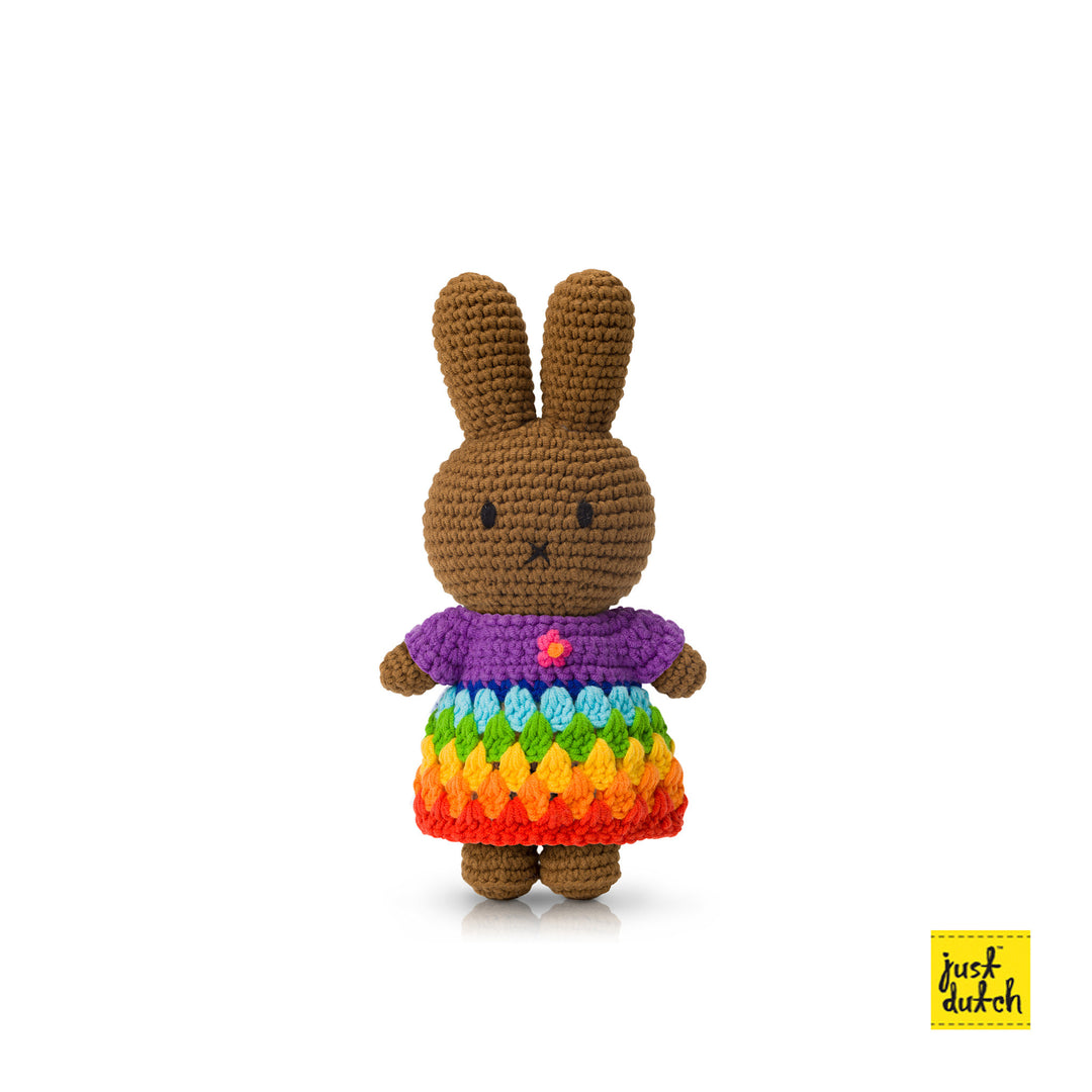 Crochet Plush | Melanie / Nina | Bright Rainbow Dress | 100% Cotton | 0+