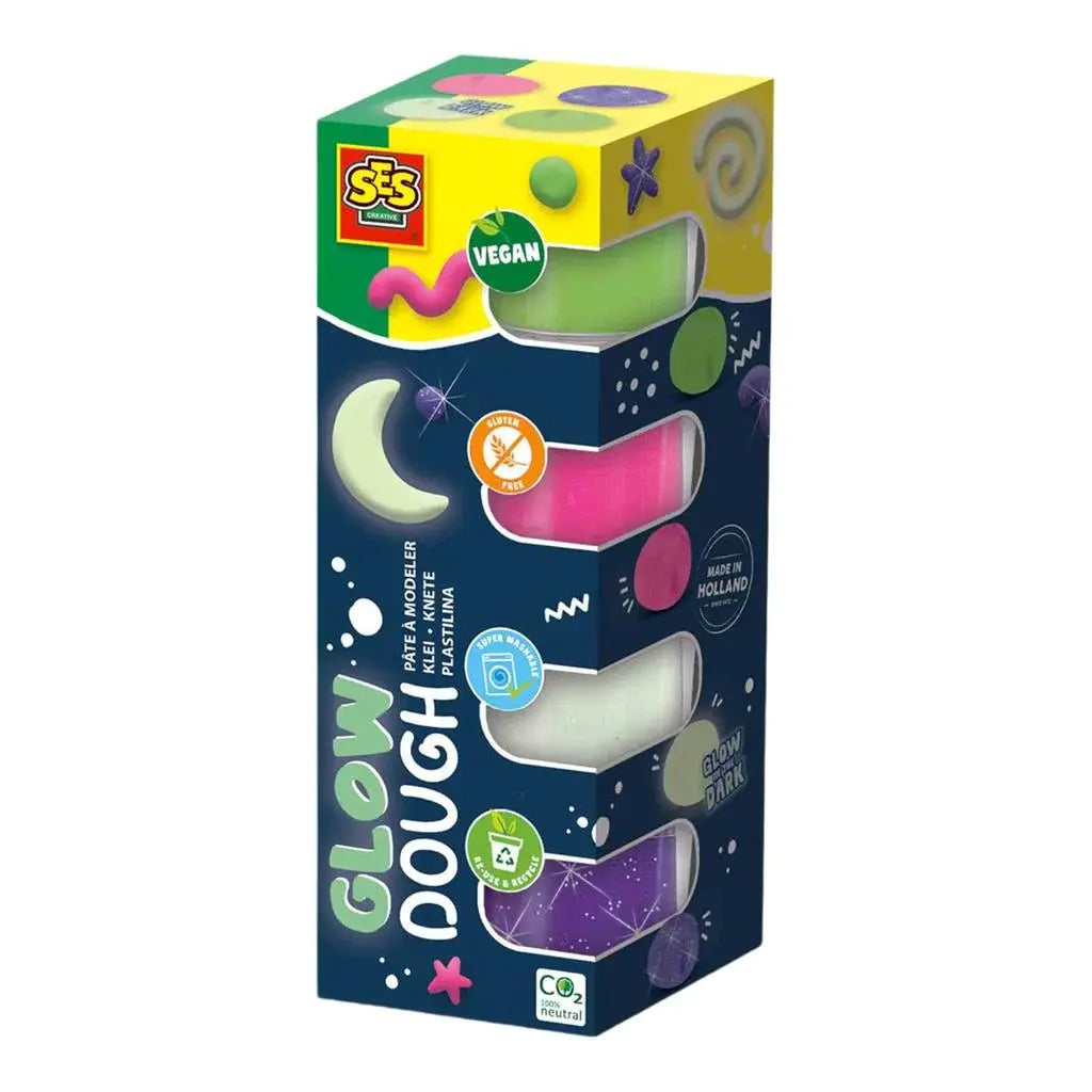 Verpakking met vier potjes SES Feel Good Glow-klei