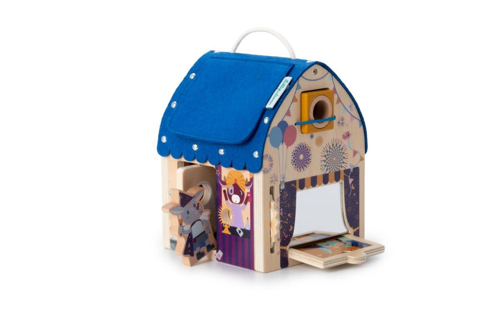 Lilliputiens | Houten Ontdekkingshuis | Houten Huis met Stofjes | Optische Illusies 20 cm | 3+