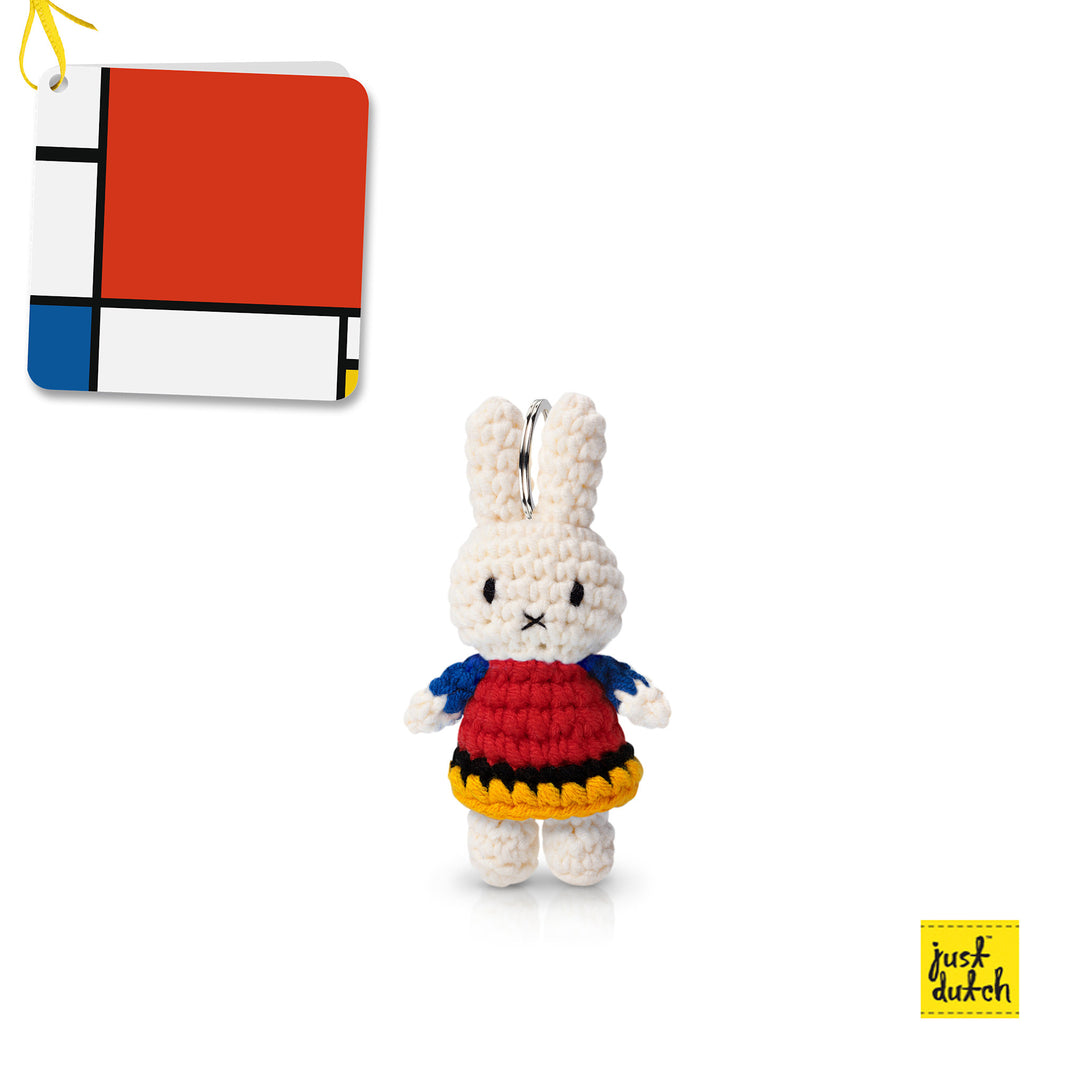 Gehaakte Knuffel | Miffy/Nijntje | Key Hanger | Mondriaan | 11 cm | 100 % Cotton | 3+