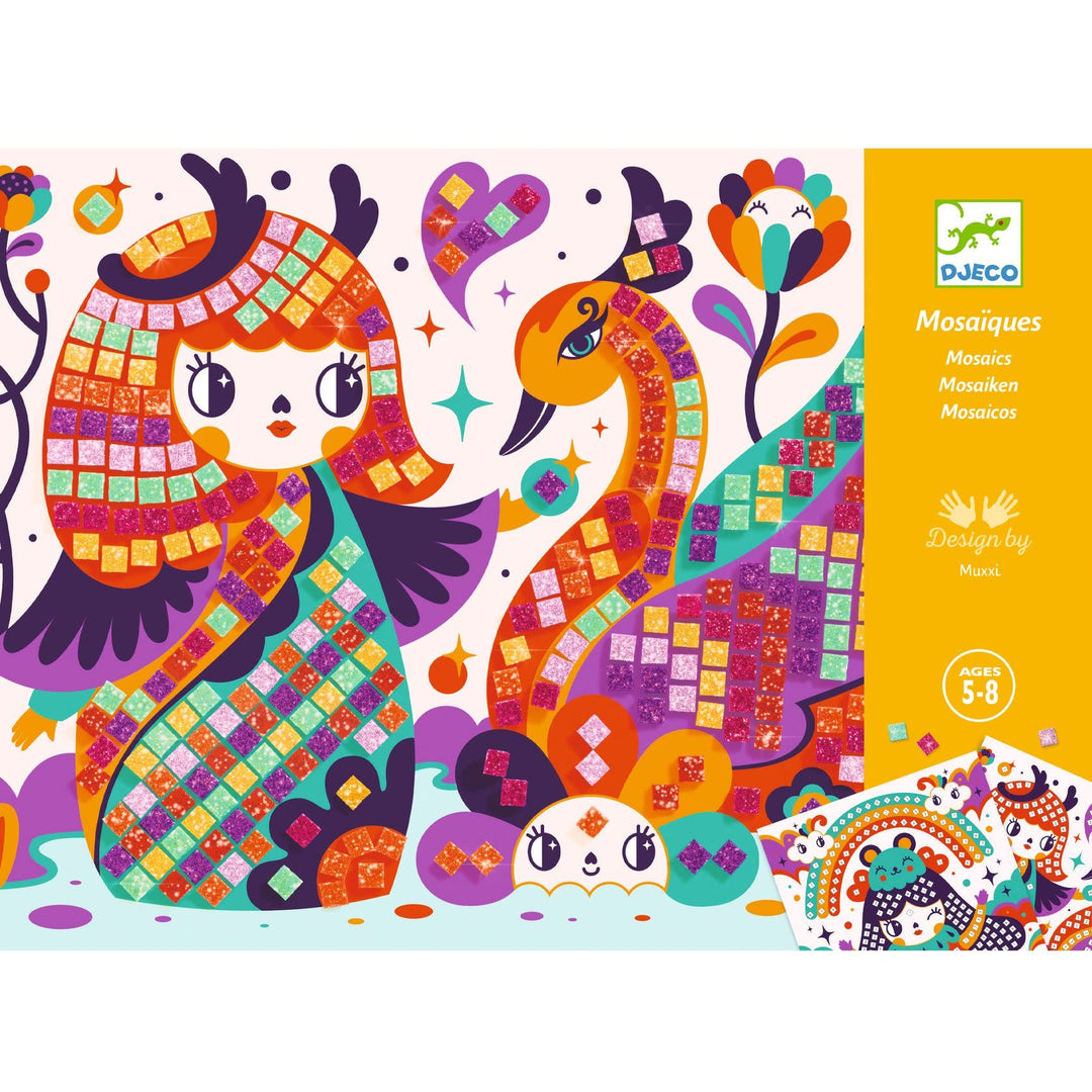 Djeco | Mozaïek | Kunst op Nummer | Glitter| Kokeshi | 5 - 8 jaar