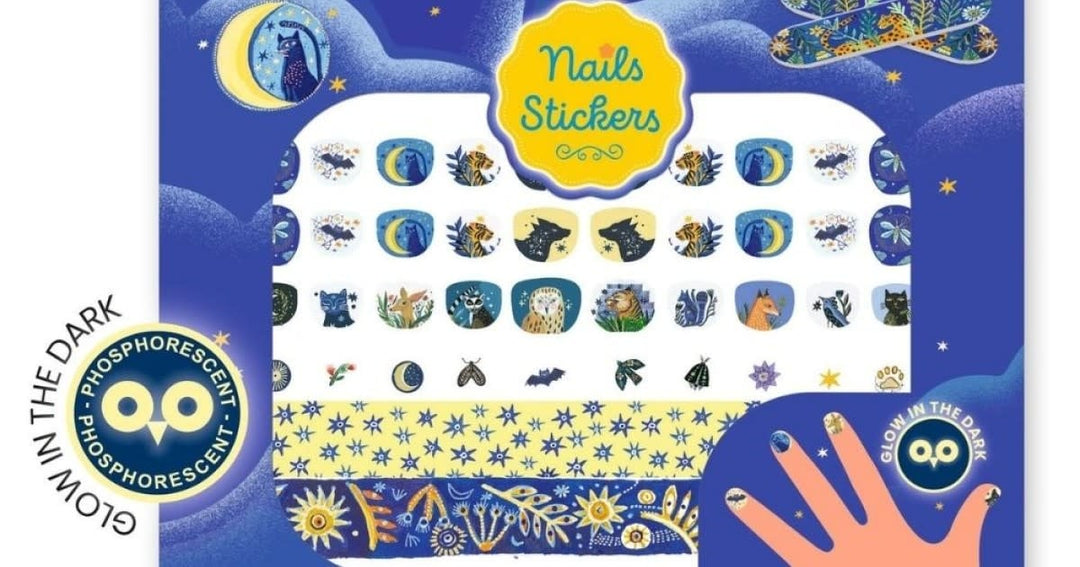 Djeco | Nails Stickers | 120 pieces | Moonlight Reflections | Glow in the Dark | 4 - 8 year