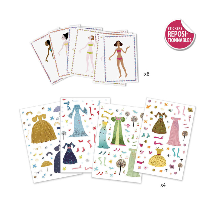 Djeco | Stickers &amp; Paperdolls | Dresses Through the Seasons | 4-8 jaar