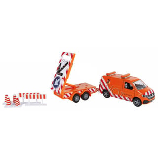 Kids Globe | Volkswagen  | Die Cast Metal | 1:36 | Pullback Action | Open Door | Transporter met pijlwacht en licht | 28 cm | 3+
