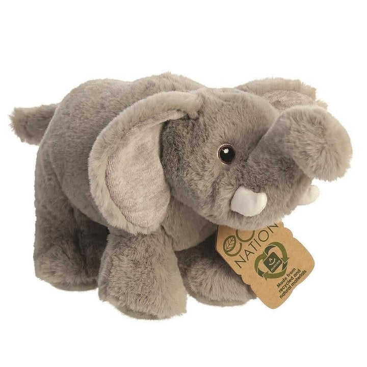 Aurora Eco Nation Olifant knuffel 26 cm – schuin van rechts