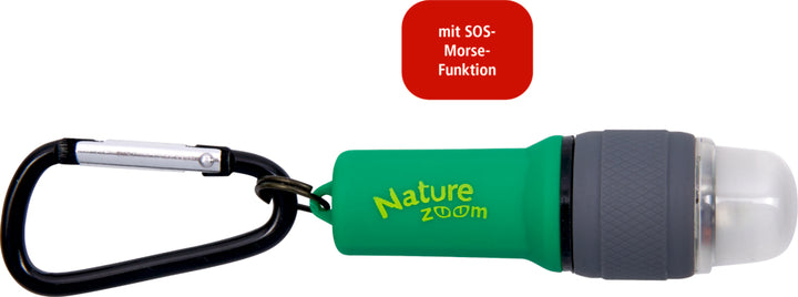 Groene Nature Zoom-zaklamp met SOS-morsefunctie en karabijnhaak