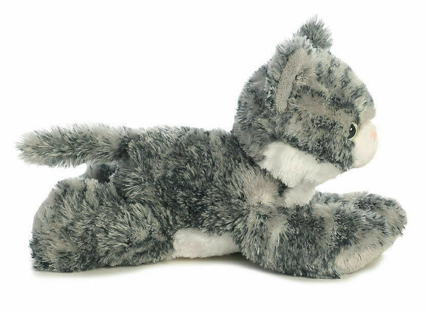 Aurora Mini Flopsie Lily grijze kat knuffel 20,5 cm – zijaanzicht
