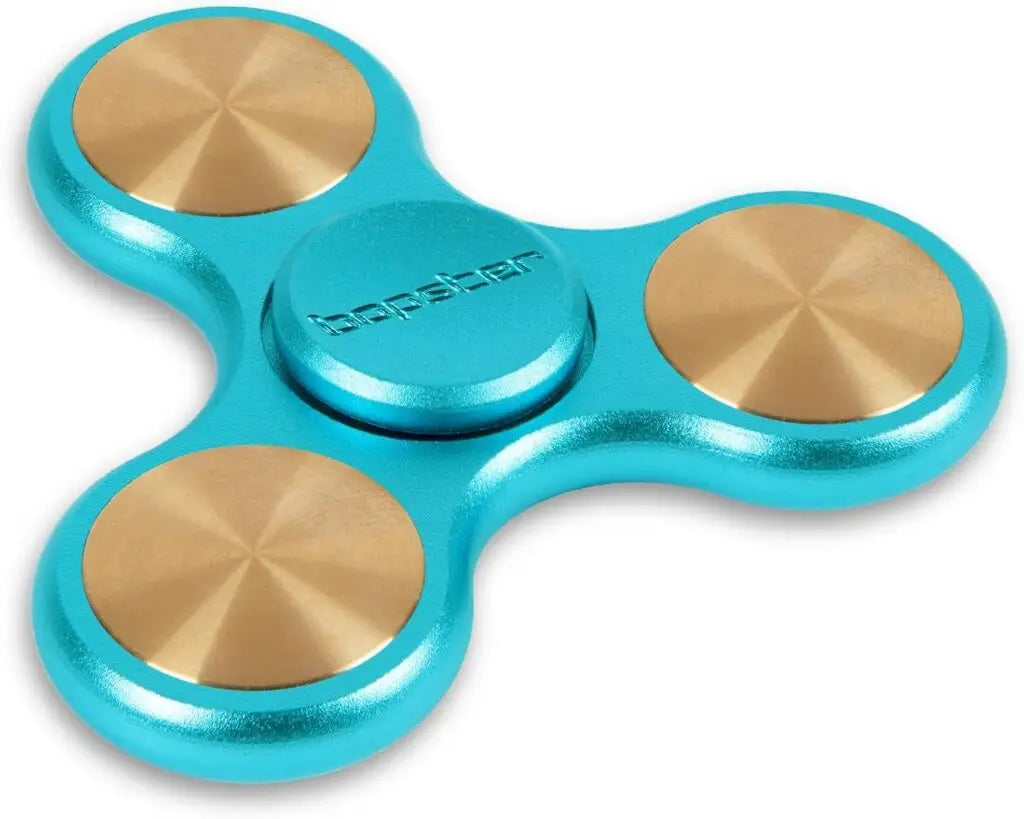 Blauwe Bopster Metal Spinner met drie goudgekleurde ronde accenten