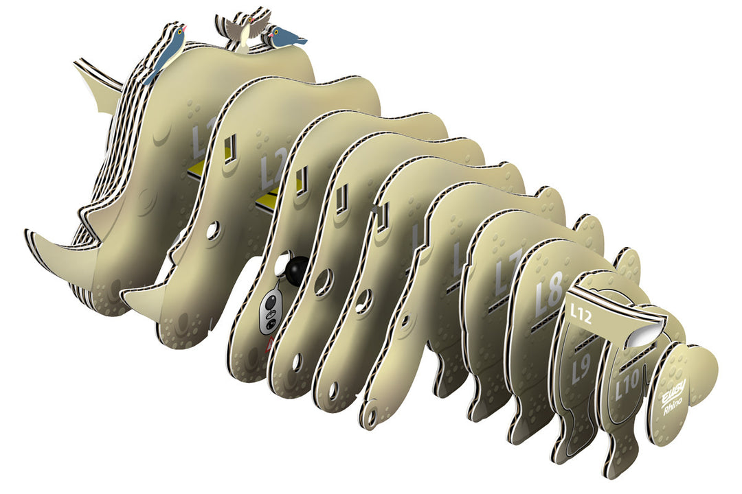 Eugy | 3D Cardboard Model Kit | Wild Life | Neushoorn | 29 stukjes | 6+