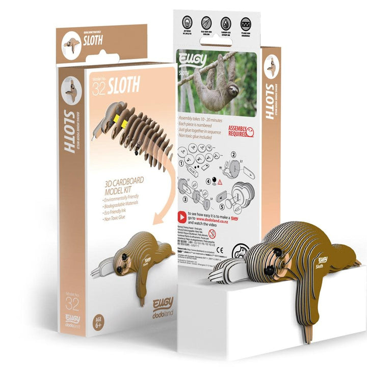 Eugy | 3D Cardboard Model Kit | Wild Life | Luiaard | 27 stukjes | 6+