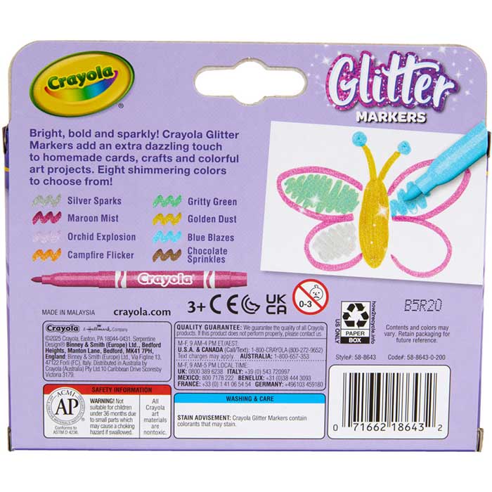 Crayola | Glitter Markers | 8 stuks | 3+