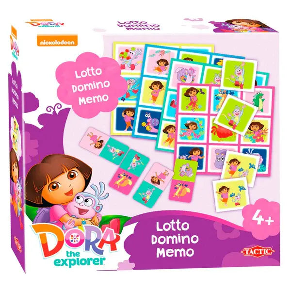 Tactic Games | Dora | 3-in-1 | Lotto, Domino, Memo | 4+