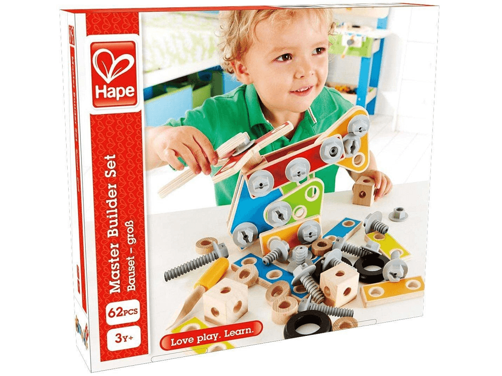 Hape | Construction Toys | Master Builder Set | 62 delig | 3+