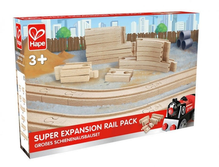 Hape | Railway | Super Expansion Rail Pack | 24 Pieces | 3+