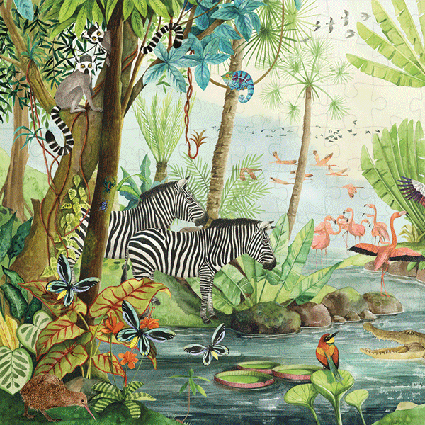 Moulin Roty | Panoramic Puzzle | In the Rainforest |105 x 27,5 cm | 350 stukjes