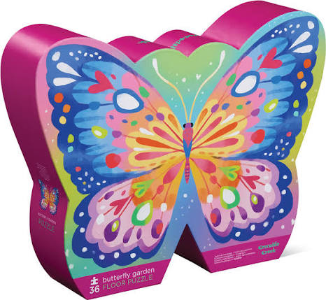 Crocodile Creek | Shaped Box Floor Puzzle | Butterfly Garden (Foil Stamped) | 36 pieces | 3+