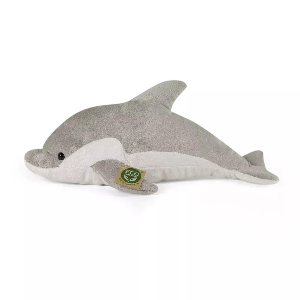 Seitenansicht des grauen Rappa ECO-Plüschdelfins, 38 cm