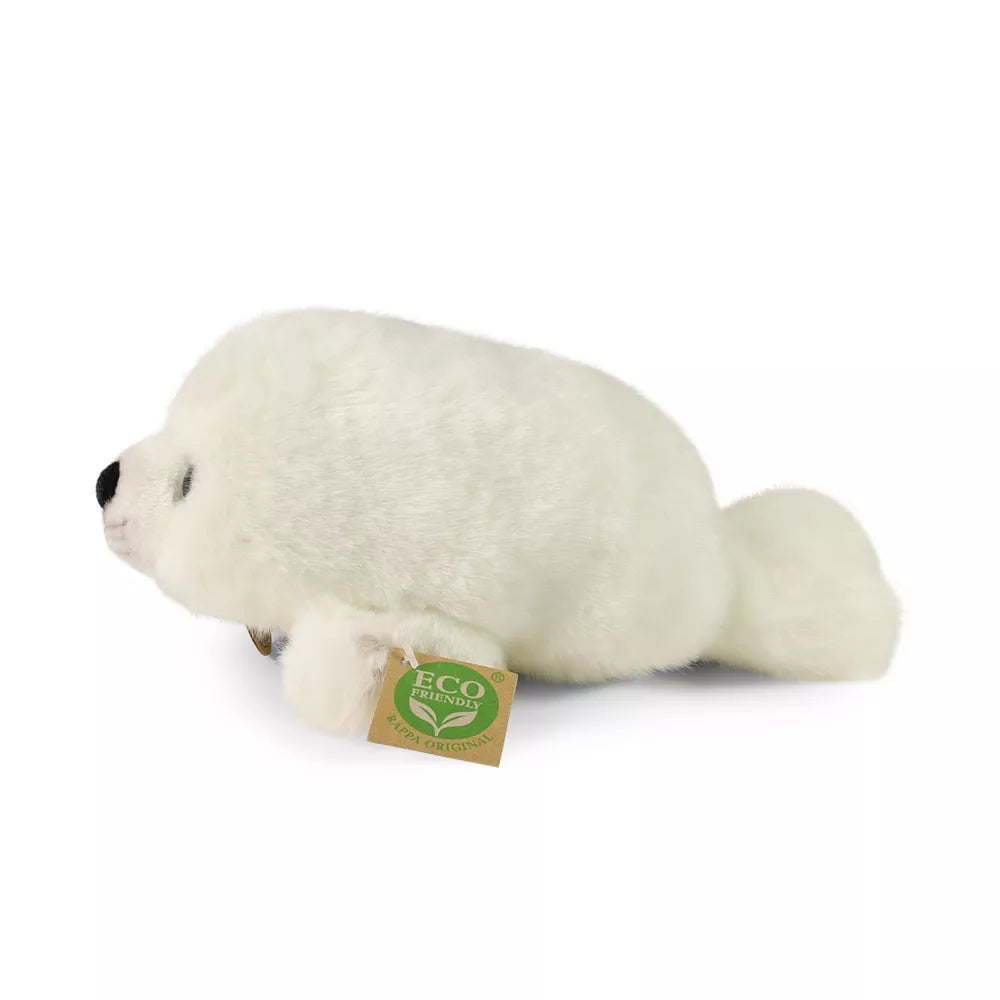 Zijaanzicht van de witte Rappa ECO pluche zeehond van 23 cm