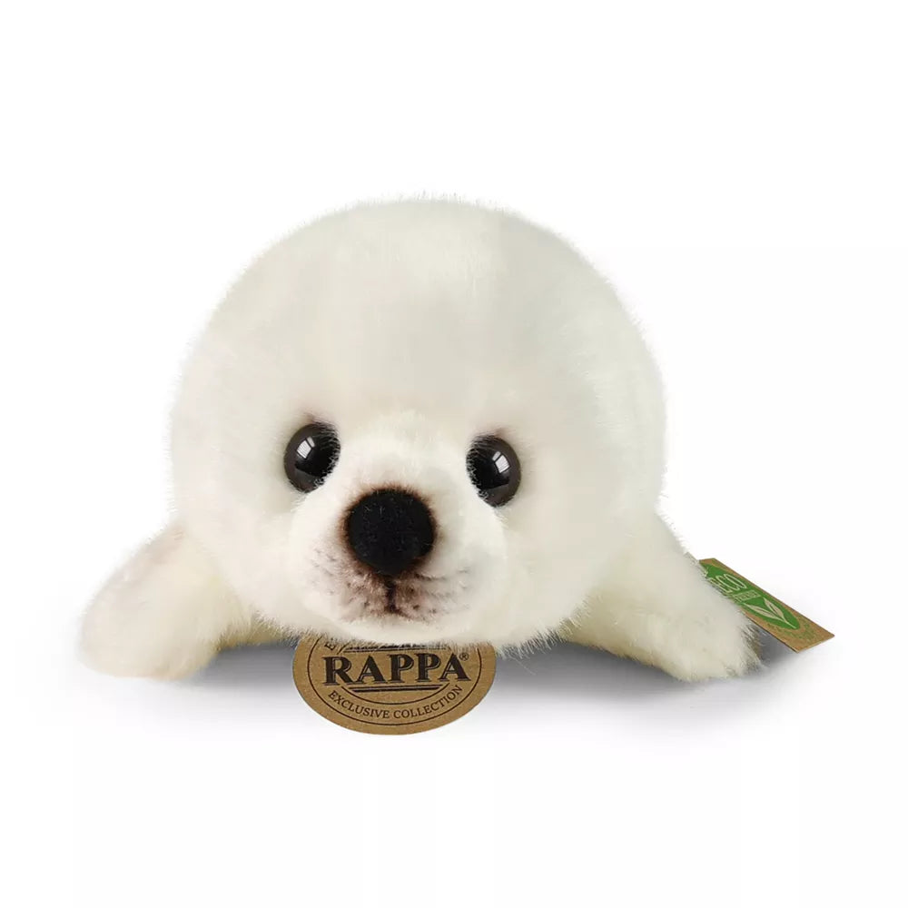 Vorderansicht der weißen Rappa ECO-Plüschrobbe, 23 cm