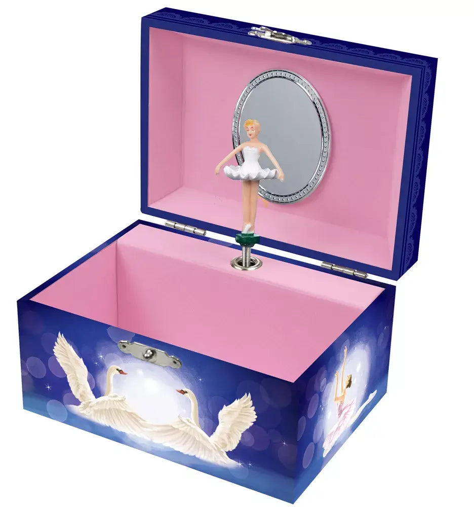Harlekjin | Juwelendoos - Muziekdoos | Ballerina met zwanen | Melodie: Swane Lake | 15 x 10,5 x 8,5 cm 3+