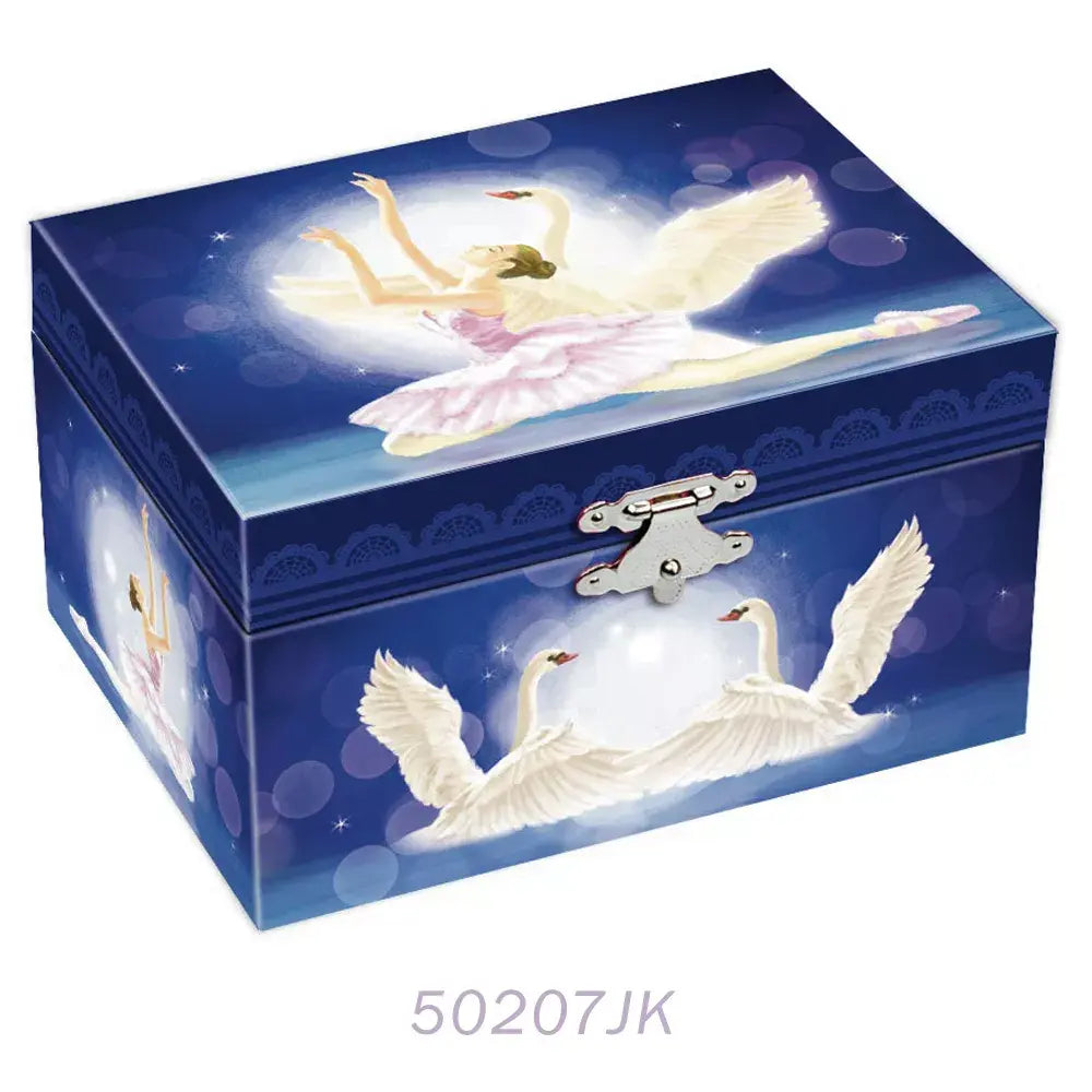 Harlekjin | Juwelendoos - Muziekdoos | Ballerina met zwanen | Melodie: Swane Lake | 15 x 10,5 x 8,5 cm 3+