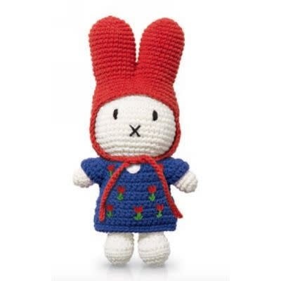 Crochet Plush | Miffy | Blue Tulip Dress | Red Hat | 25 cm | 100% Cotton | 0+