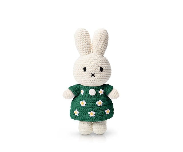Crochet Plush Toy | Miffy | Green Flower Dress | 25 cm | 100% Cotton | 0+