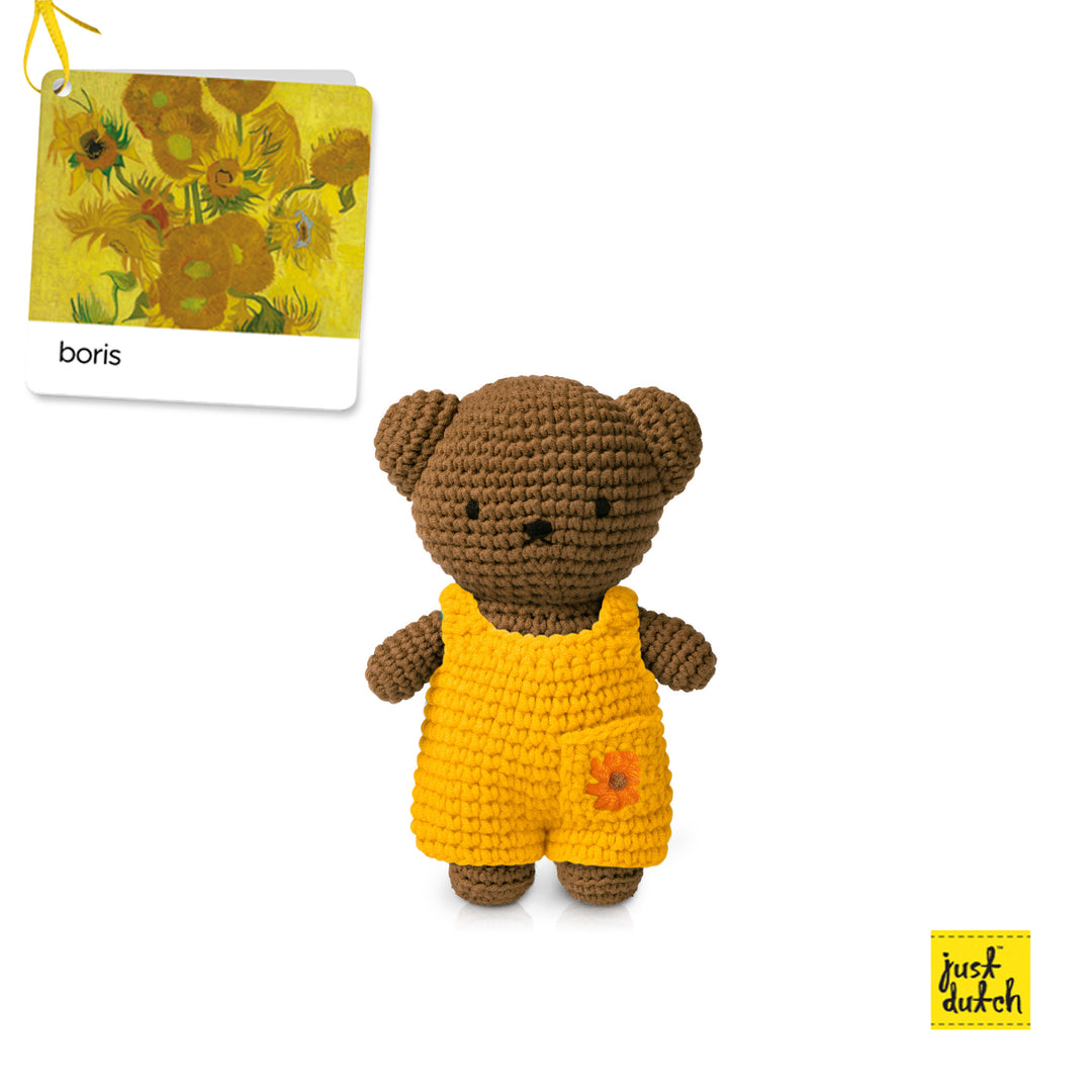 Gehaakte Knuffel | Boris | Sunflower  Overall | 20 cm | 100 % Cotton | 0+