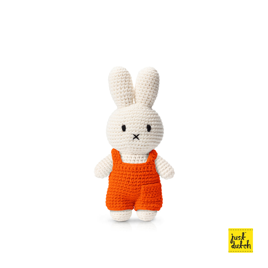 Gehaakte Knuffel | Miffy/Nijntje | Orange Overall | 25 cm | 100 % Cotton | 0+