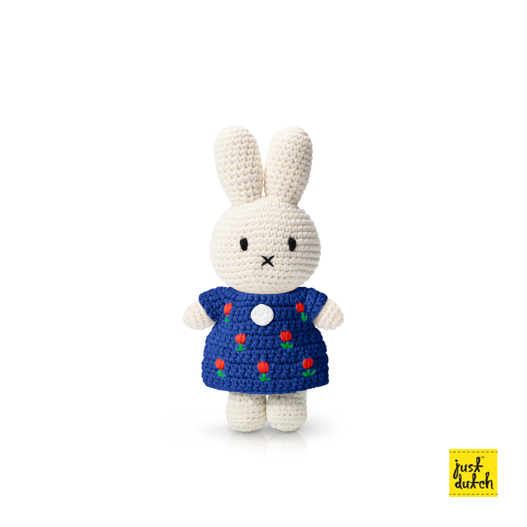 Crochet Plush Toy | Miffy | Blue Tulip Dress | 25 cm | 100% Cotton | 0+